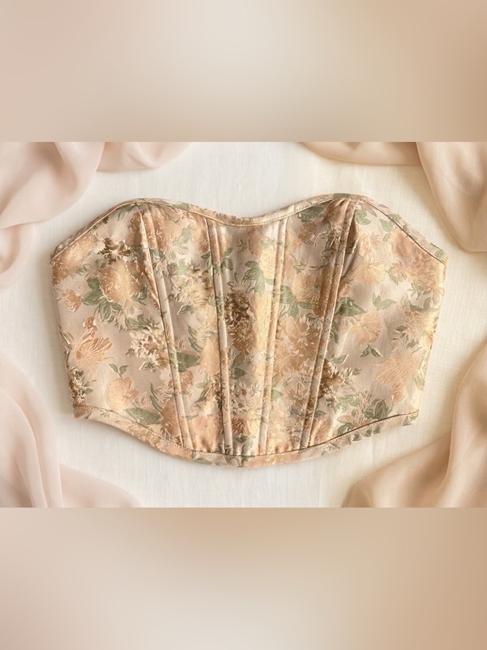 Romantic Floral Jacquard Corset Top Size S NWOT Cottagecore Coquette Renaissance